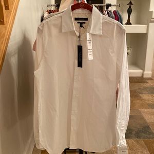 Tahari mens button down shirt “ The Nantucket Shirt” stretch fabric in white